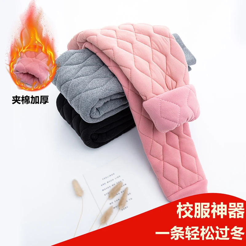儿童学生薄款保暖裤加绒加厚男童女童秋冬季棉毛裤中大童内穿棉裤