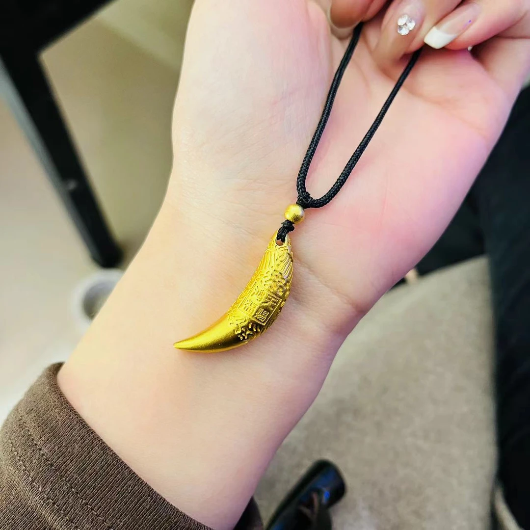 铜合金吊坠 天赐鸿福狼牙吊坠配编绳百搭复古挂坠精美