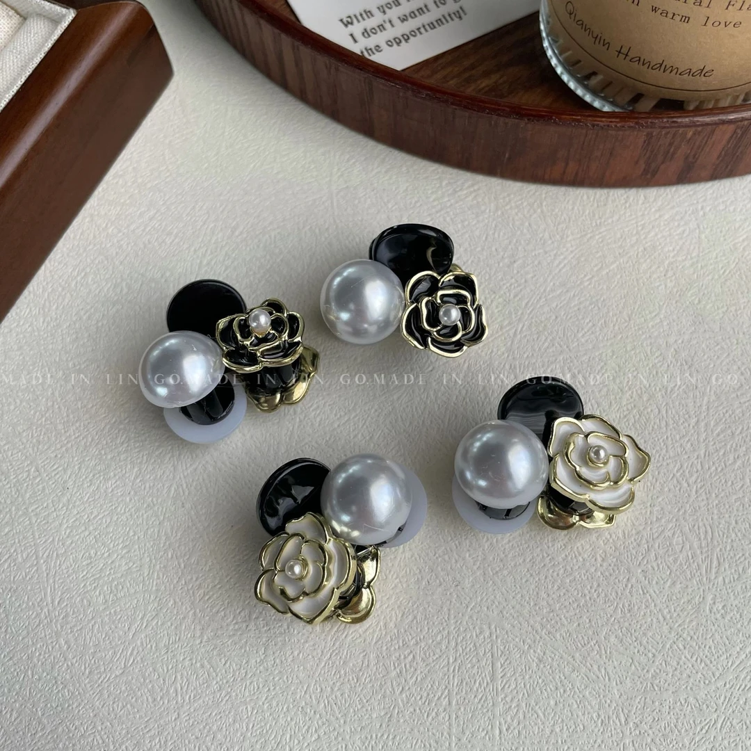 复古山茶花珠珠迷你抓夹刘海碎发夹子公主头发饰