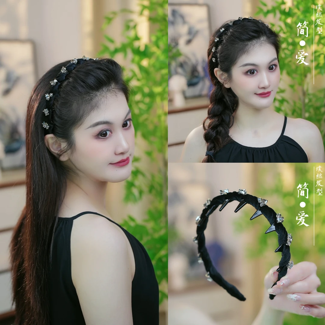 2024新款优雅气质高级感百搭蝴蝶波浪带防滑齿发箍时尚头箍