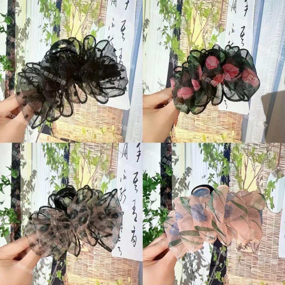 韩版雪纺欧根纱抓夹ins时尚蕾丝发夹春夏新款简约发饰