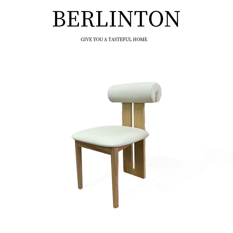 【春哥严选】复古风白蜡木河马餐椅现代简约家用侘寂风创意梳妆椅