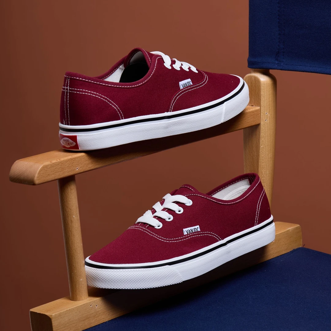 万年经典款酒红安纳海姆帆布鞋男硫化鞋厚底板鞋情侣休闲时尚潮鞋