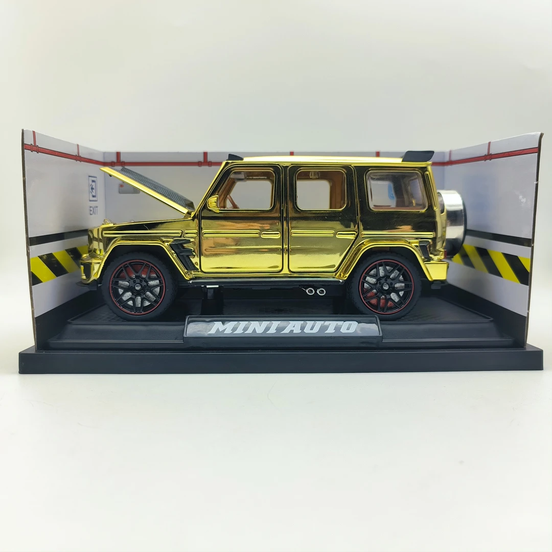 建元1:32 电镀版巴博斯G800合金汽车模型玩具车 开门声光回力避震