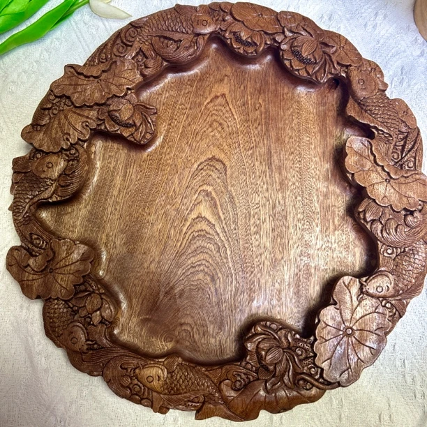 原创设计年年有余金鱼木盘干湿两用茶盘