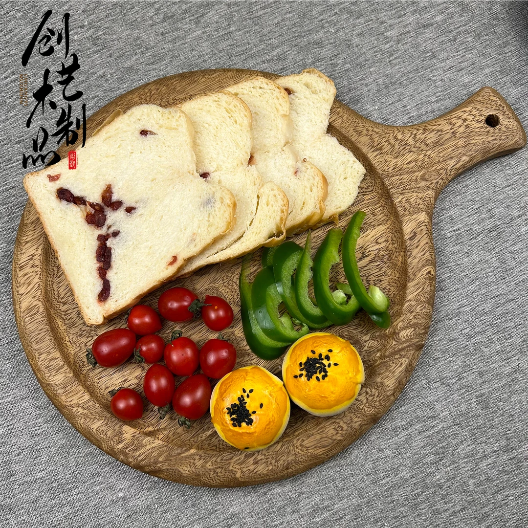 木质牛排盘西餐盘日式托盘餐盘水果盘实木披萨盘圆形木板托糕点盘