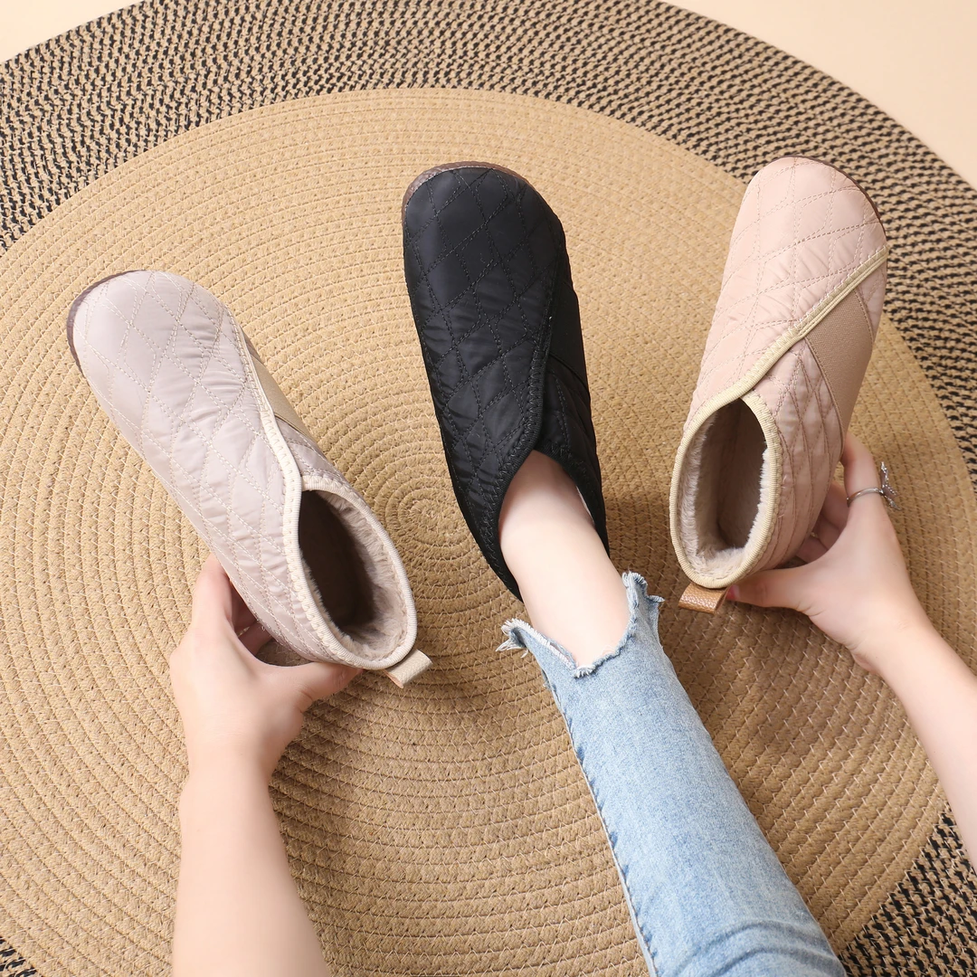 KAMANZHE/卡曼哲2024冬季新款软底软面低帮时尚一脚蹬雪地靴女鞋