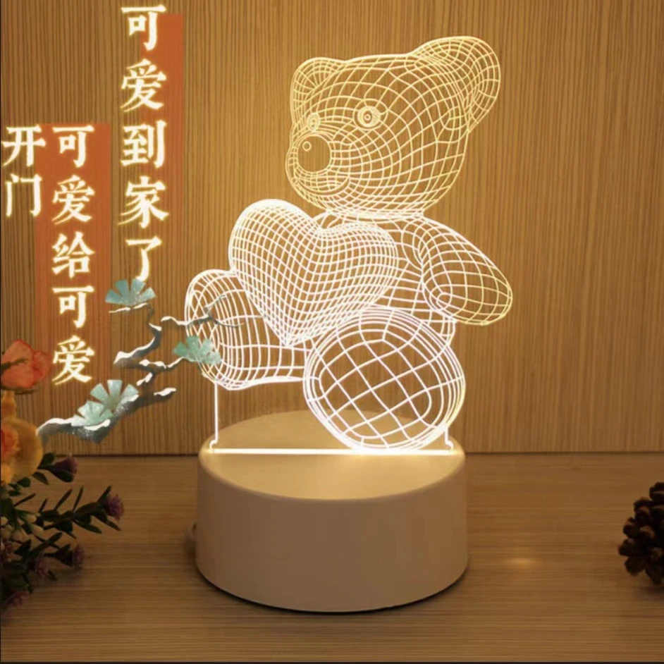 小熊灯可爱情侣护眼LED 插电USB接口 精致卡通睡眠灯房间极简女孩