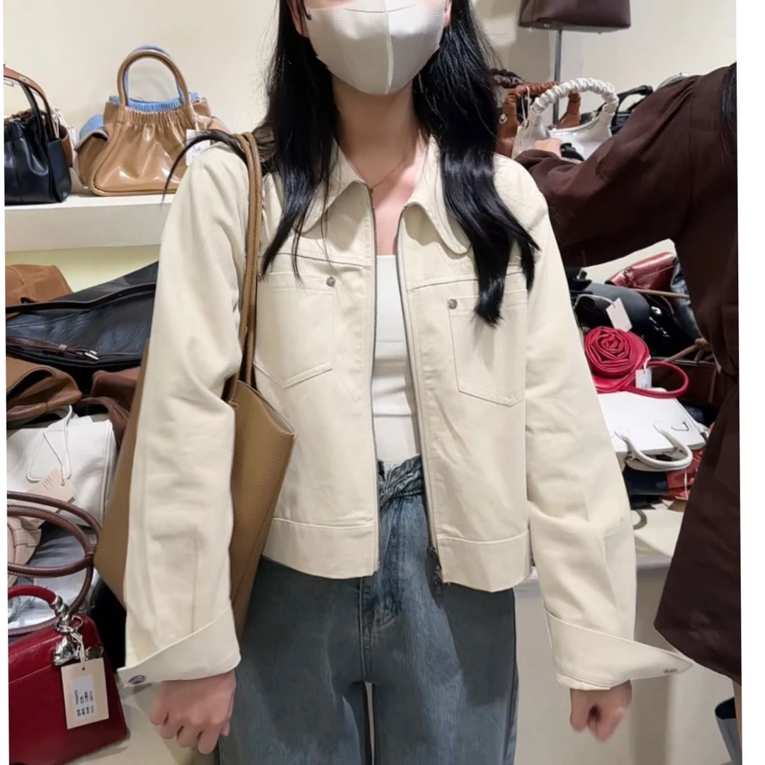 2025春季时尚气质双拉链短款外套女宽松百搭开衫上衣6766#0.1