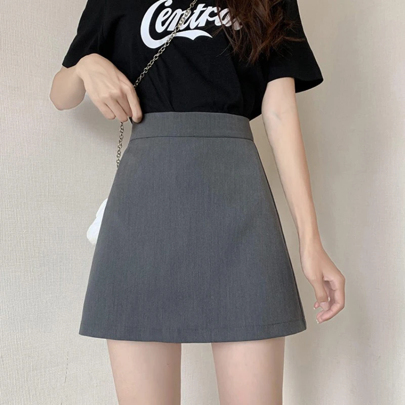 简约西装高腰半身裙女2024春夏新款显瘦a字裙学院风小个子裙子