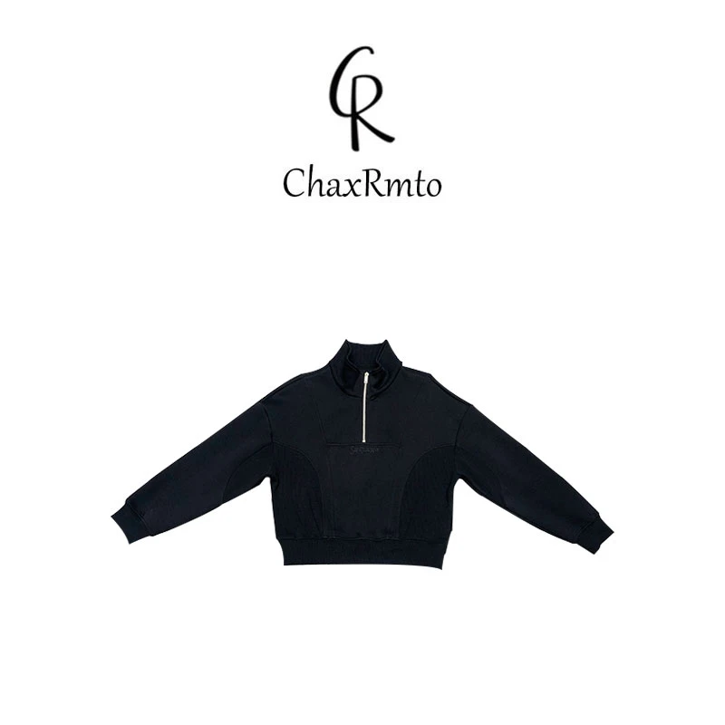 ChaxRmto斯斯 2024时尚简约半拉链设计感复古长袖卫衣 SC1C1082