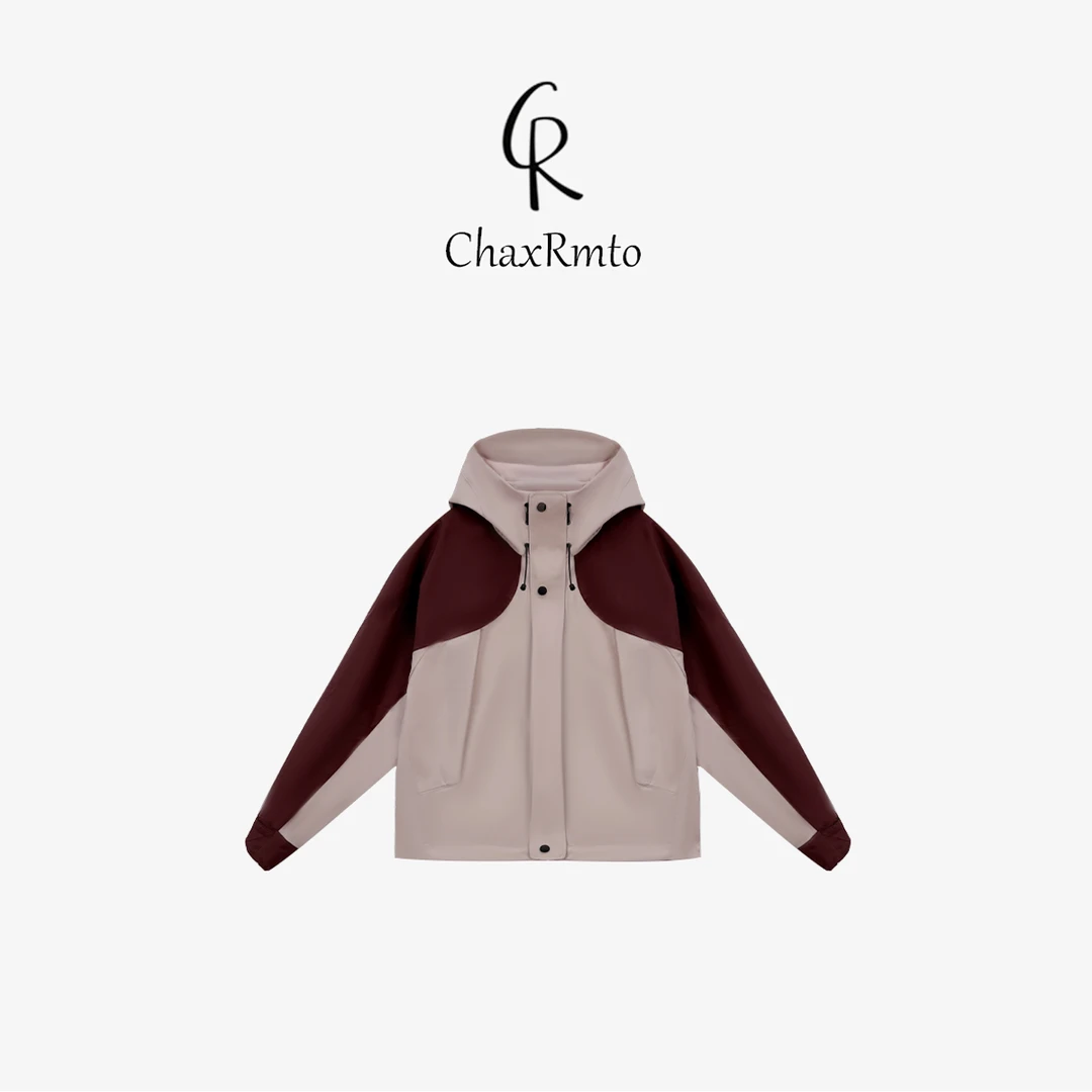 ChaxRmto斯斯 2024秋冬连帽百搭拼色修身夹克外套 SC1C2278