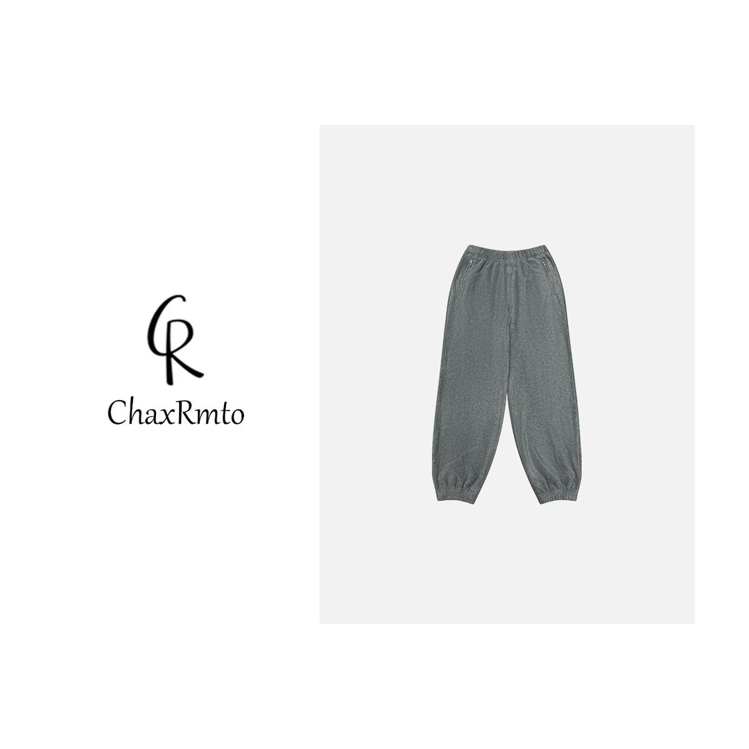 ChaxRmto斯斯 时尚简约休闲裤百搭松紧腰高腰束脚裤 SC1C2238