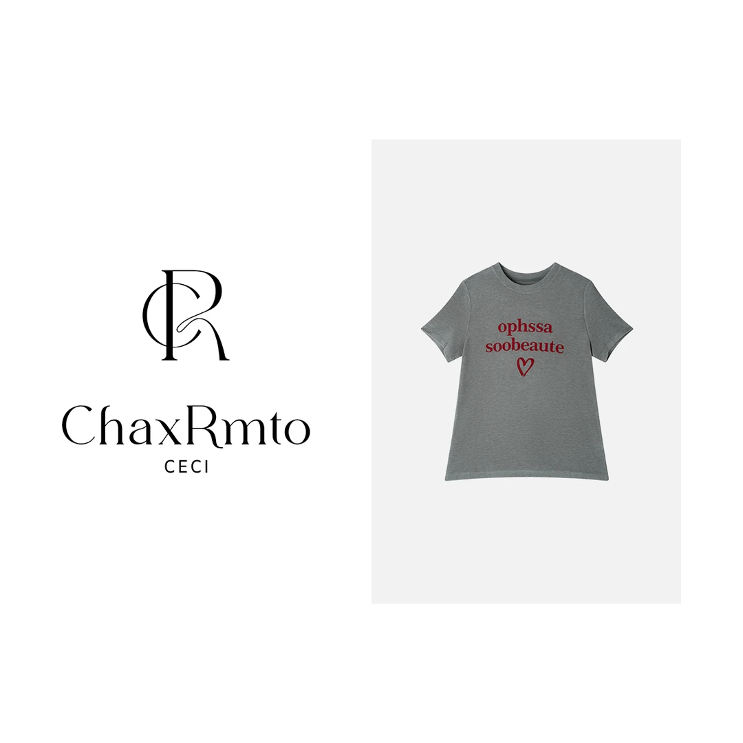 ChaxRmto斯斯 时尚简约显瘦短袖T恤纯色修身字母百搭上衣SC1C2916