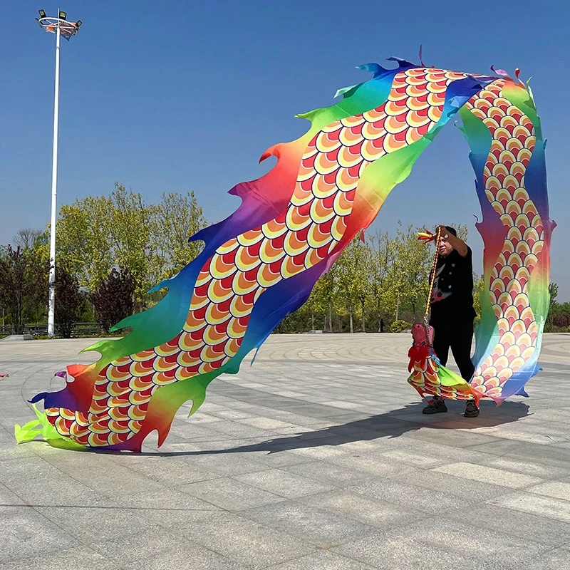 广场彩带彩绸动态中老年表演健身舞龙道具