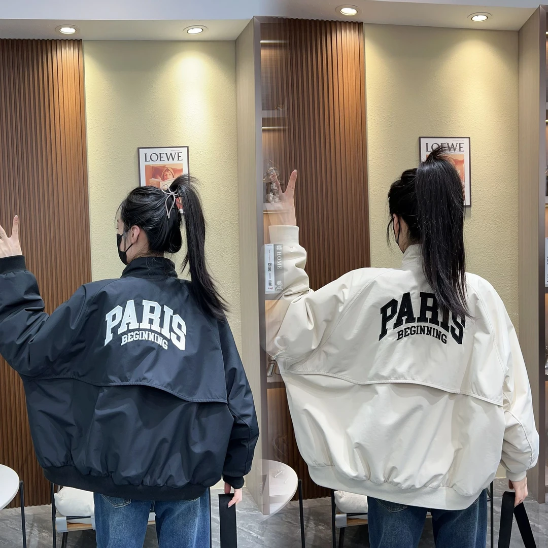 2024秋季新品宽松运动休闲显瘦字母刺绣夹克上衣棒球服女羽绒服