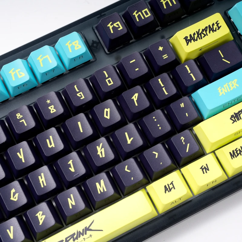 赛博朋克侧透光130键机械键盘键帽PBT热升华cherry樱桃原厂高度