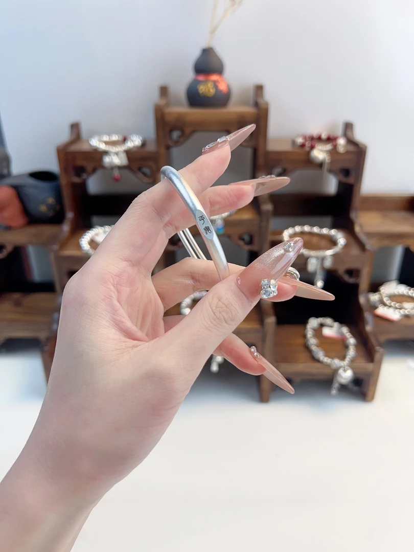 足银手镯 914足银手镯百搭实心磨砂