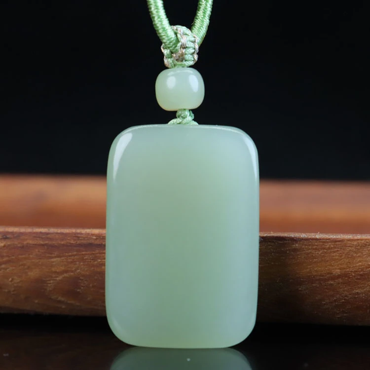 天然和田玉晴水无事牌吊坠男女款青白玉石挂件情侣款附带证书