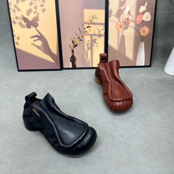 2396-17A圆头高跟头层纯手工小跟鞋女款单鞋