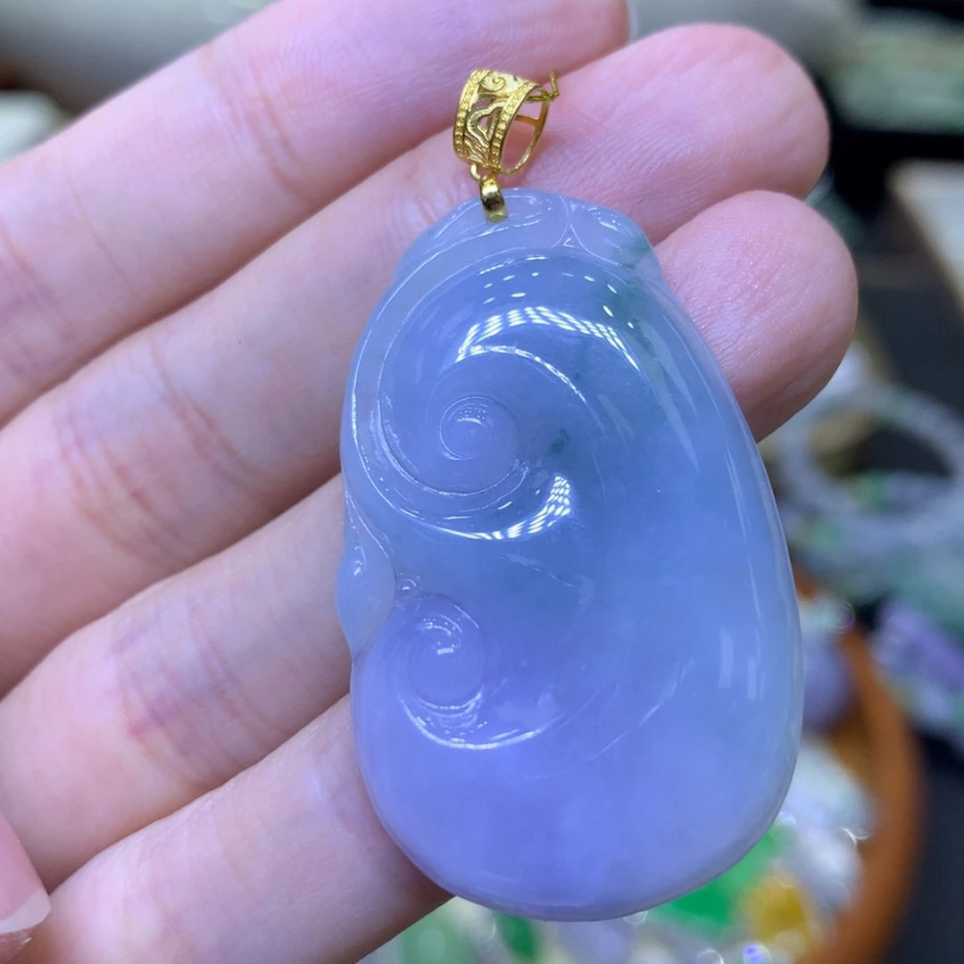 【闪购商品】翡翠颈饰18K金镶嵌翡翠吊坠项链