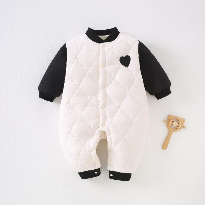 婴幼儿冬季棉服加绒加厚冬装连体爬服男女宝宝保暖外出服