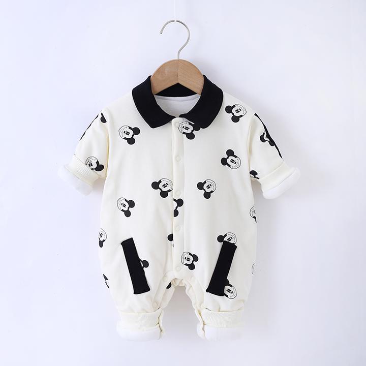 婴儿连体纯棉160克婴幼儿棉服连体衣秋冬保暖柔软好看外出服