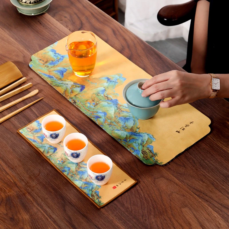 茶人小茶巾国风茶布吸水加厚茶具毛巾茶几茶桌布禅意养壶巾抹布垫