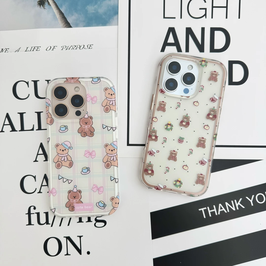 A二合一双边防摔适用于苹果16pro/15/14pm/小熊个性可爱手机壳
