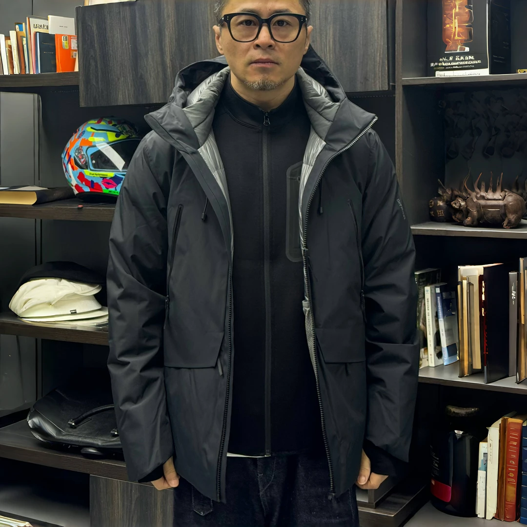 小鸟男士复合连帽鹅绒夹克外套