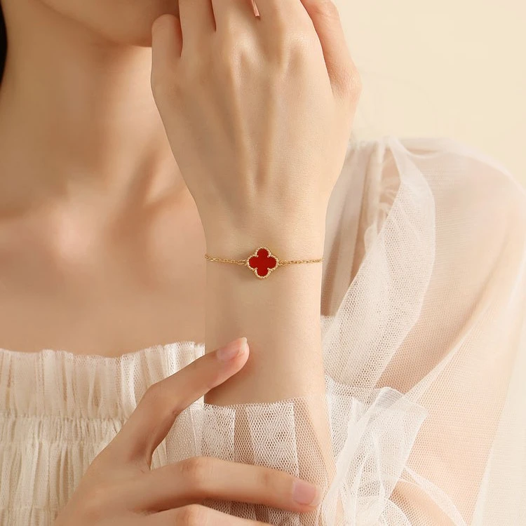 925银手链 四叶草手链玫瑰金色时尚轻奢简约气质百搭小众经典网红