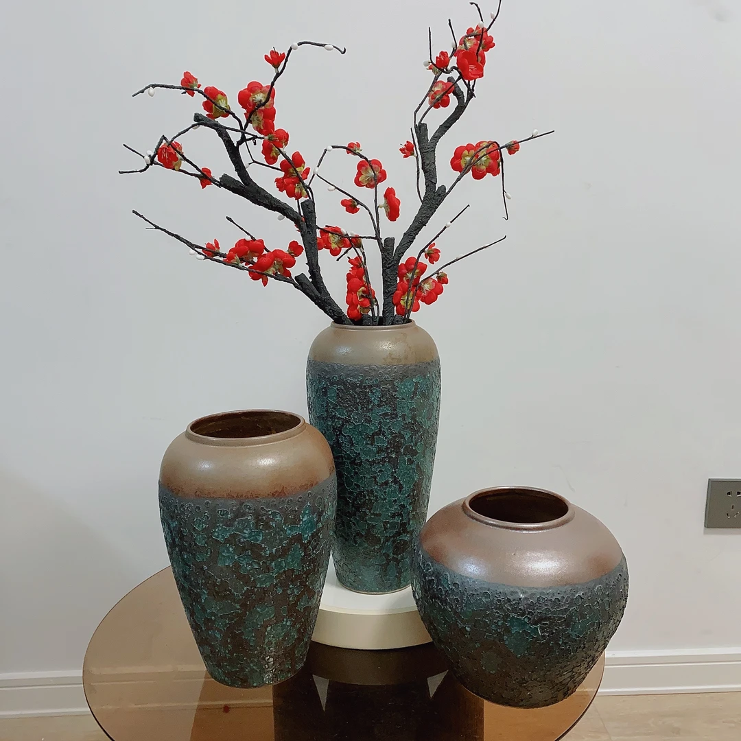 青铜锈百搭花瓶可搭腊梅红果冬青石榴果，摆电视柜餐边柜