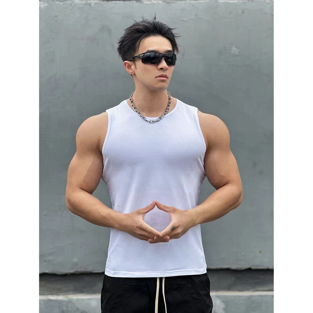 夏季新款肌肉健身潮牌速干背心 跑步训练运动透气排汗无袖男T恤