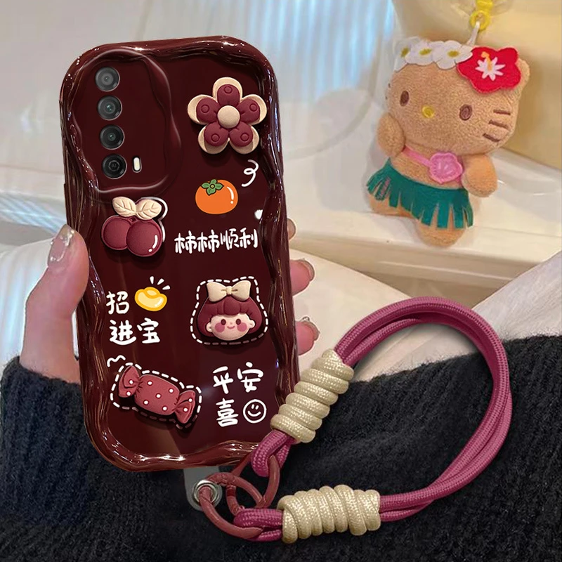 华为畅享20se手机壳立体女孩PPA-AL20新年款酒红色公仔防摔套软壳