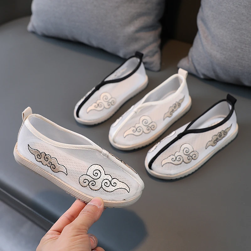 儿童绣花鞋男童网鞋汉服鞋老北京马面裙鞋中国风女童古装鞋演出鞋