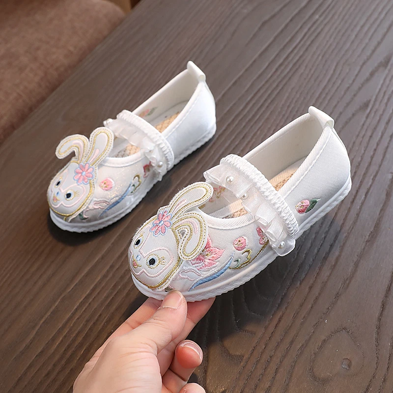 女童汉服鞋子古装古风老北京布鞋中国风配马面裙鞋手工儿童绣花鞋