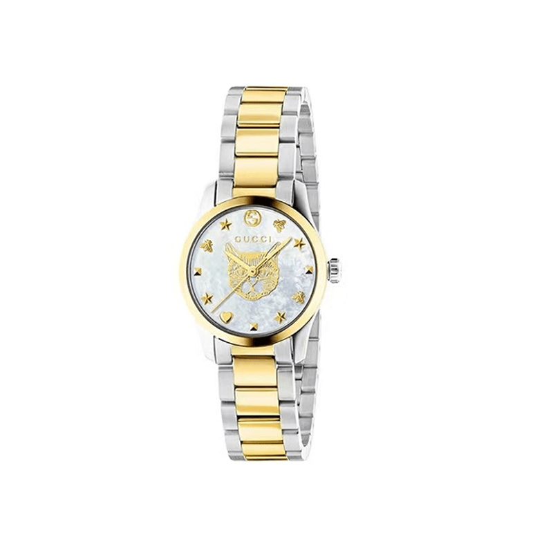 【安靖专属】GUCCI古驰Timeless系列间金色猫头27女表YA1265012