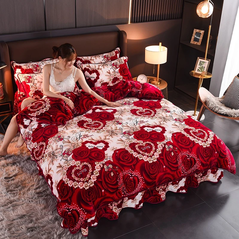 牛奶绒加厚毛绒保暖四件套适合0.9床1.5床1.8床2.0床使用双面绒