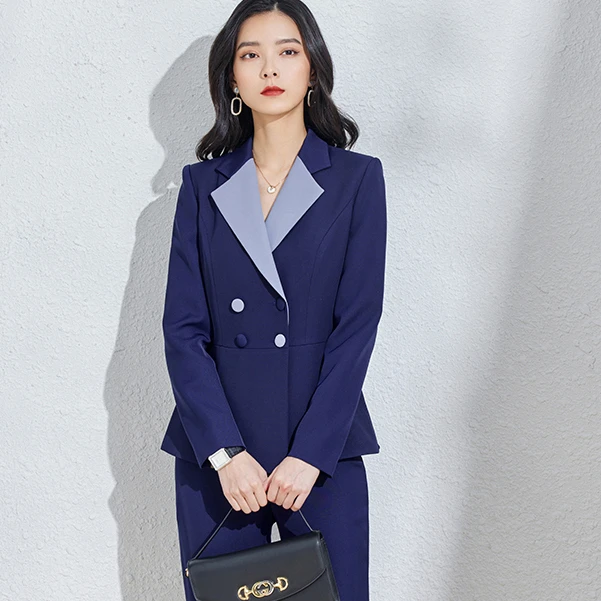 X21136西装套装秋冬面试服装女西服职业装气质播音艺考主持正装L