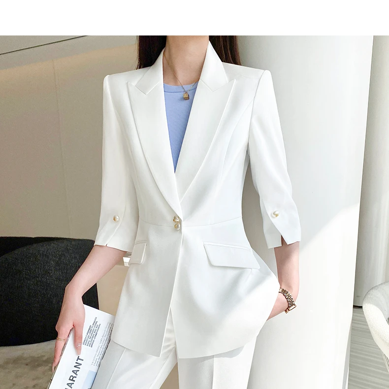 3654白色西服套装女春夏新款感时尚气质休闲御姐范小西装Y