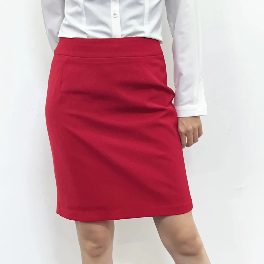 Z包臀裙半身裙女初秋通勤一步裙中长款职业裙红色半裙子7644