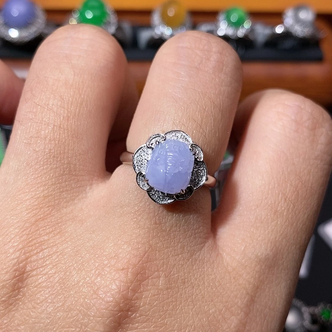 翡翠戒指18K金镶嵌戒指18k