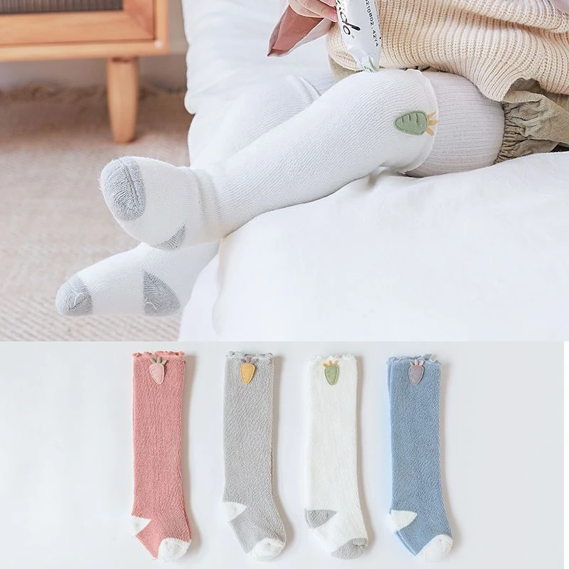 a类宝宝袜子冬季加厚棉保暖毛圈绒宝宝袜子无线头新生儿过膝袜子