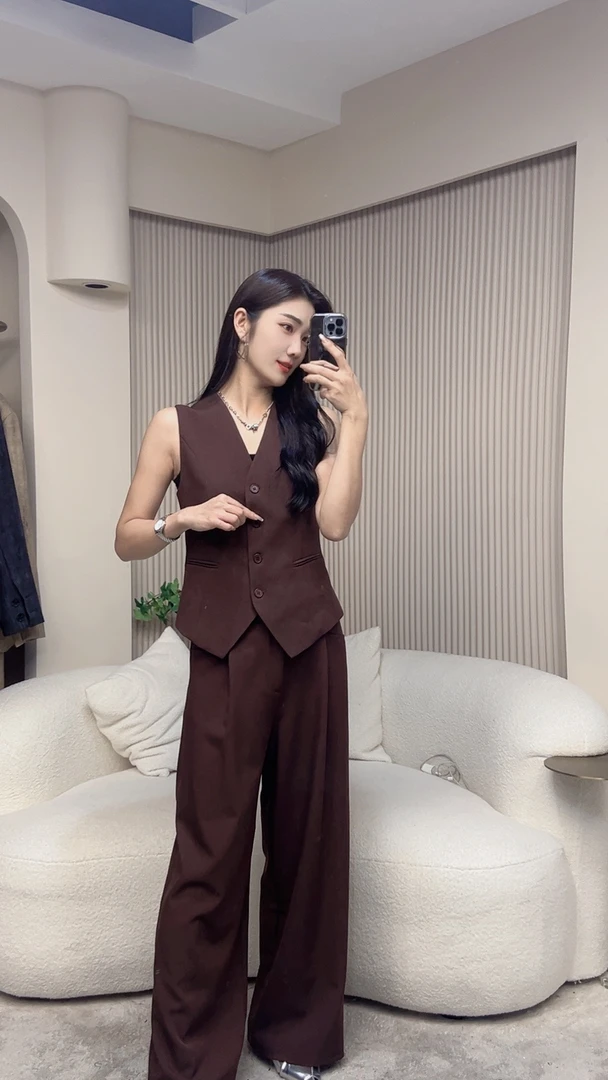 气质高端套装2024早秋新款轻奢气质修身显瘦大码无袖上衣裤子901