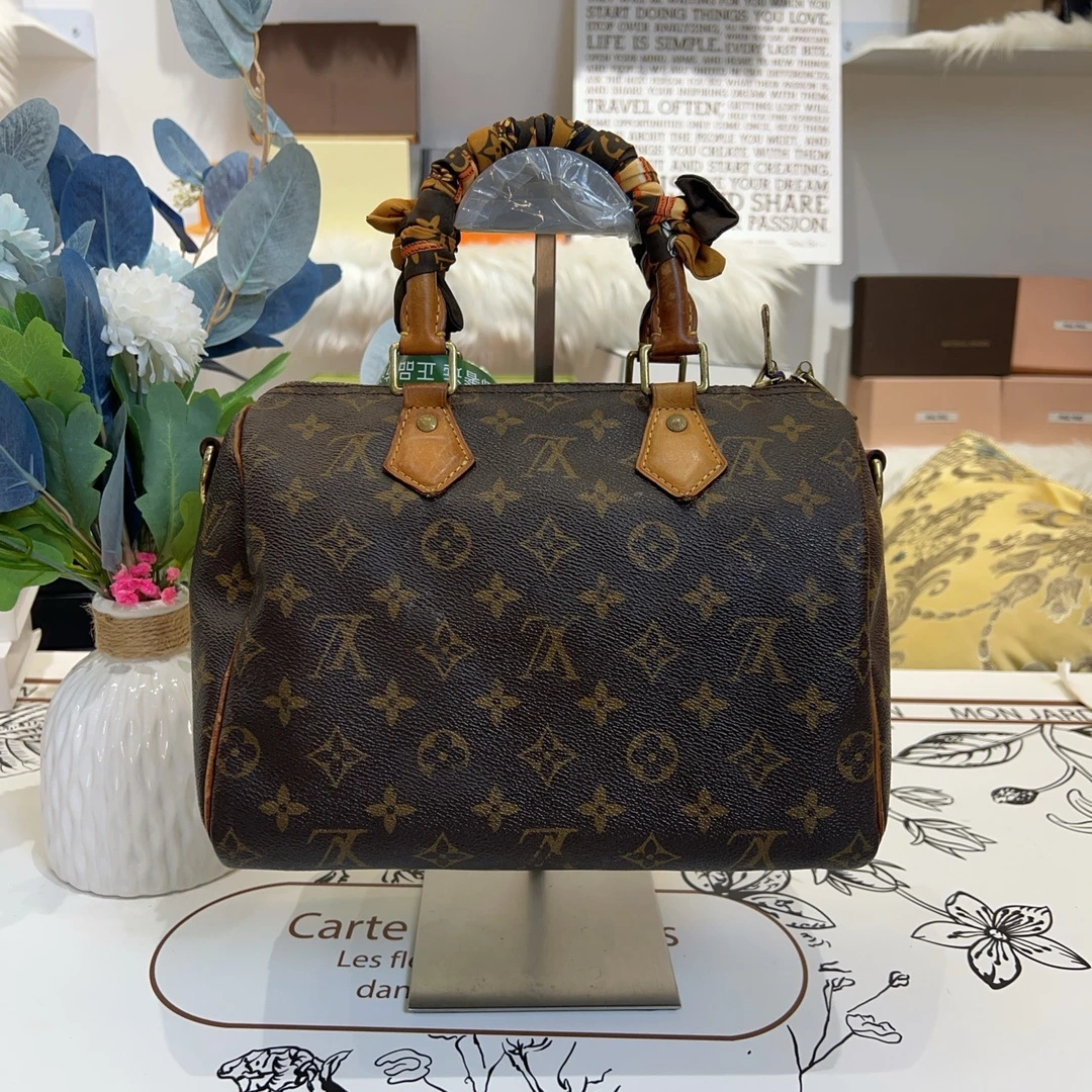 95新 LOUIS VUITTON PARIS lvspeedy25缺肩带手提包 a3945