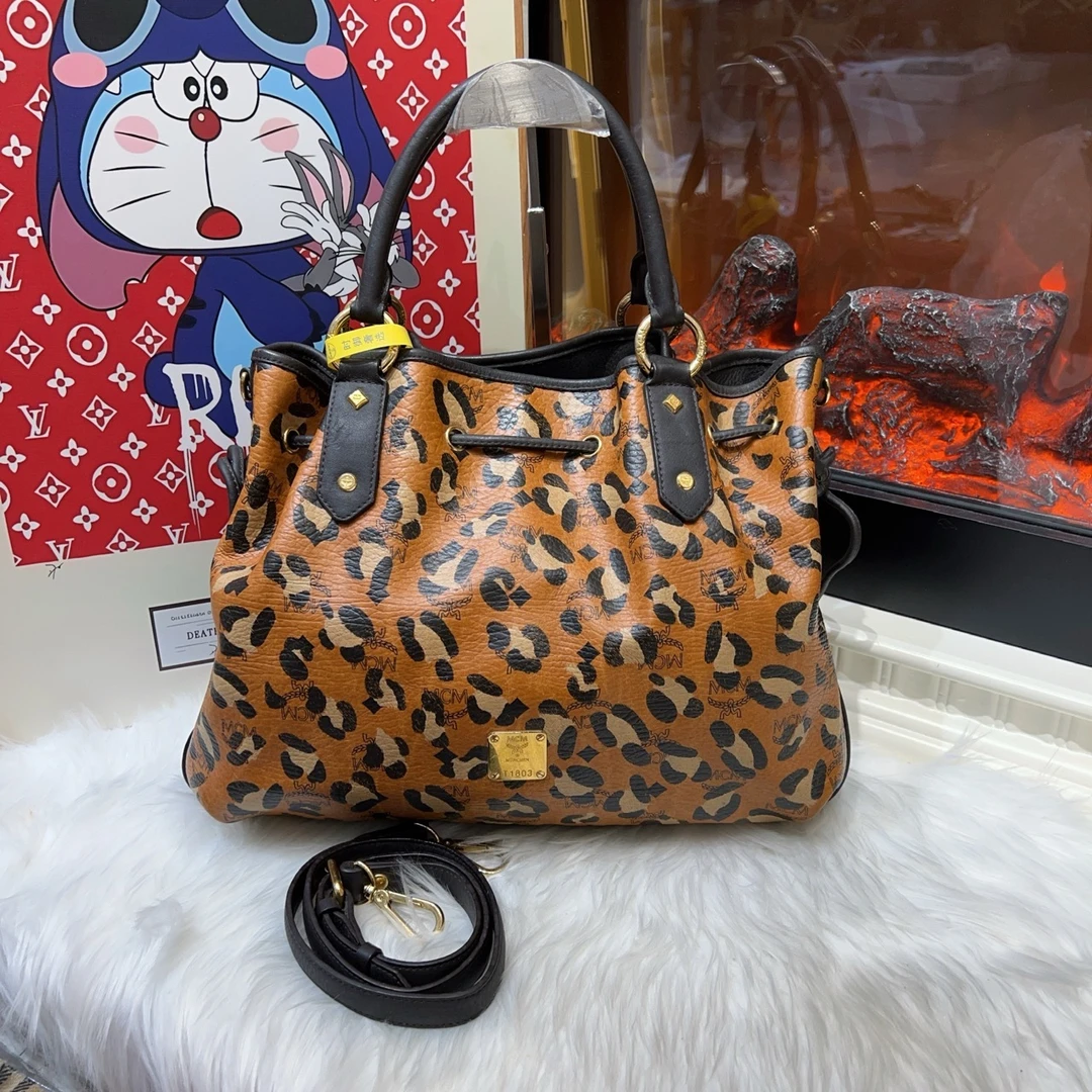 95新 MCM mcm豹纹水桶包 a5099