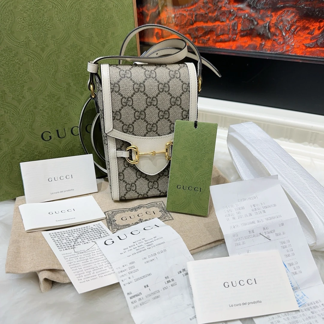 95新 GUCCI/古驰 GUCCI古驰老花手机包有盒子带票 a5884