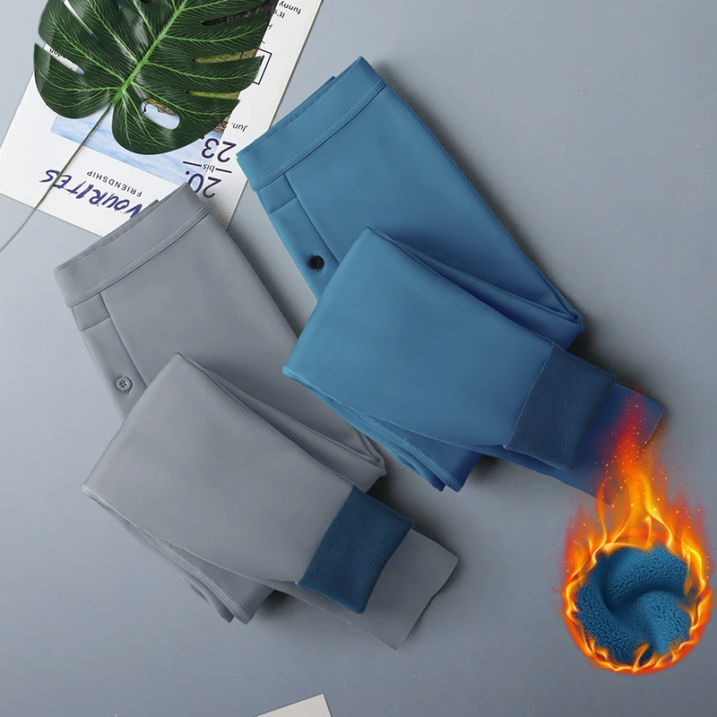 新款男士保暖裤秋冬季加绒男秋裤男生打底裤衬裤棉毛裤紧身芭比裤