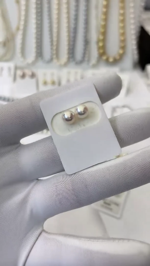 【闪购商品】海水珍珠耳饰18K金镶嵌定制 6-7干枯玫瑰色