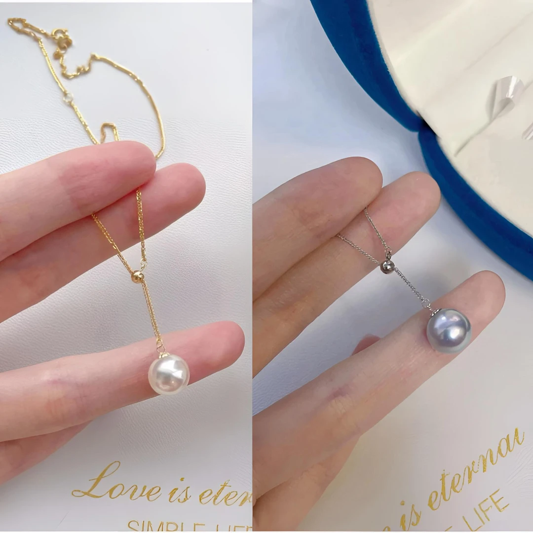 海水akoya珍珠18k金Y字形肖邦链可调节气质多样性发一